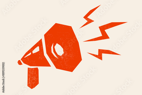 Vector retro icon of vintage megaphones. Vector retro megaphone.