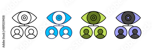 User View Icon Set Flat Minimal Audience Vector Illustration