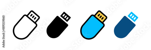 Collection of usb flash drive icon. digital storage and technology symbol. pen drive icon. vector illustration