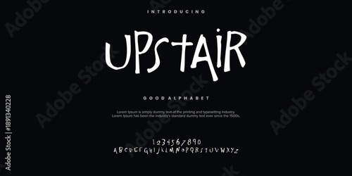 Upstair rough abstract digital alphabet font typography. Bold Condensed Display Font. Vector illustration