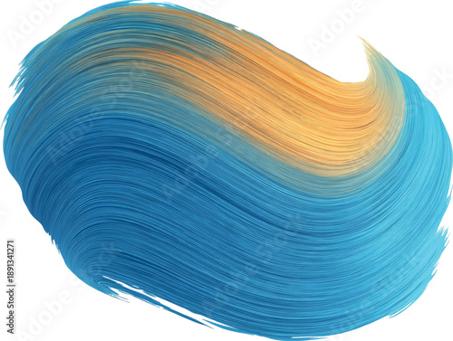 Blue and gold gradient paint brush stroke abstract textured vector isolated on white