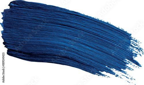 Abstract navy blue acrylic brush stroke texture isolated on white background