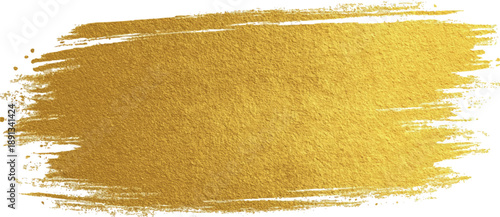 Abstract gold acrylic brush stroke texture isolated on white background