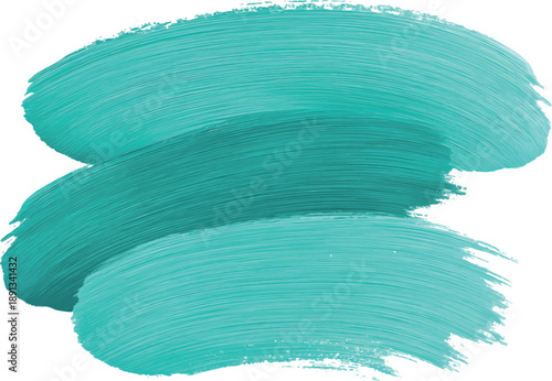 Abstract turquoise acrylic brush strokes texture on white background