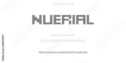 Neurial Abstract pixel modern urban alphabet fonts. Typography sport, simple, technology, fashion, digital, future creative logo font. vector illustration