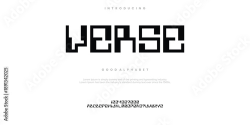 Verse Abstract pixel modern urban alphabet fonts. Typography sport, simple, technology, fashion, digital, future creative logo font. vector illustration