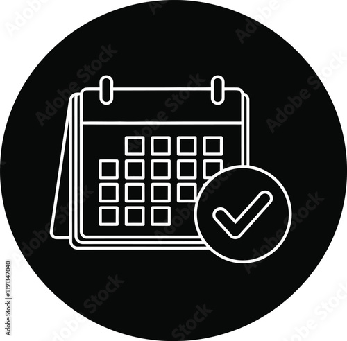 Digital Calendar Page Icon Illustrating Successful Event Confirmation and Task Completion for Efficient Time Management and Planning