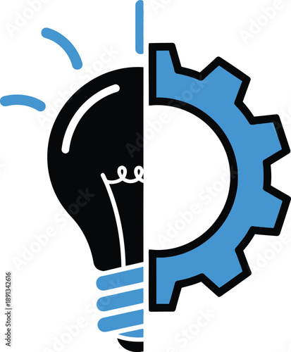 Engineering innovation and creative problem-solving concept represented by a light bulb and gear