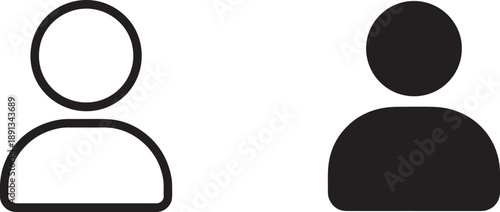 User icon black silhouette and outline in trendy flat style for website, app, UI, logo and profile use.