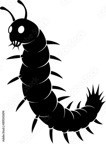 Caterpillar black silhouette on white background. Caterpillar icon sign vector illustration design. illustration design.