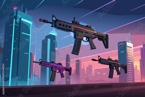 Fps With Floating Smgs And Bold Creative Visual Ideal for Marketing