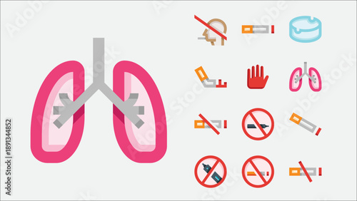 World No Tobacco Day Awareness Icons Set