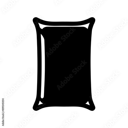 Stylized Black and White Bag or Sack Icon with Rounded Corners Design