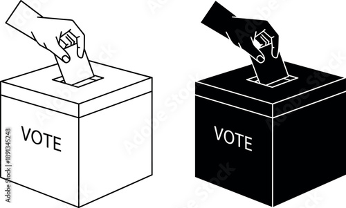 Hand putting ballot paper into vote box vector illustration symbolizing democracy elections political choice freedom civil rights and government participation