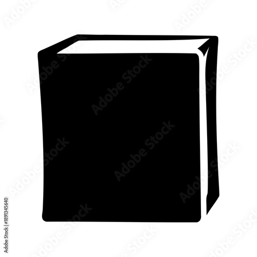 Minimalist depiction of a black cube with white edging on a white background