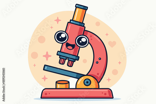 Stunning Kawaii Microscope With Smiling Face Bold Professional Photo