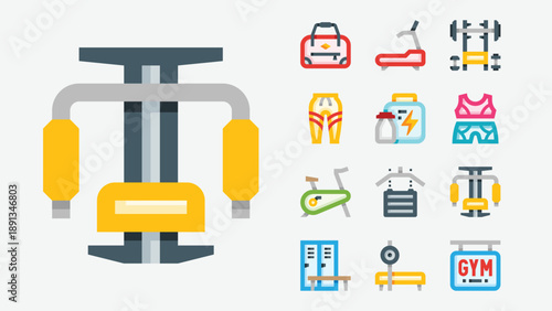 Gym Equipment and Training Icons Set