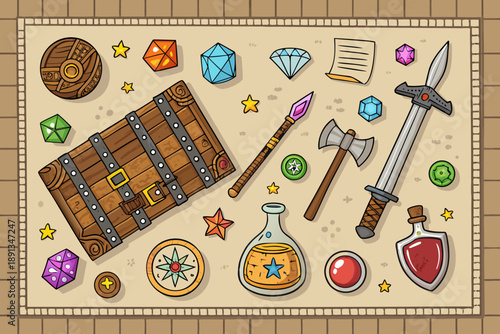 Rpg Inventory With Colorfu High-Quality Stock Image Perfect for Editorial Content