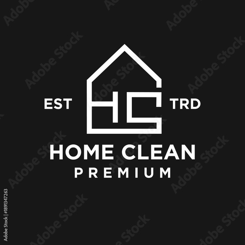 Home Clean professional service logo design with modern house outline and HC monogram for cleaning and residential businesses.