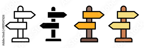 Set of direction signpost icons  for navigation and choice concepts. vector illustration