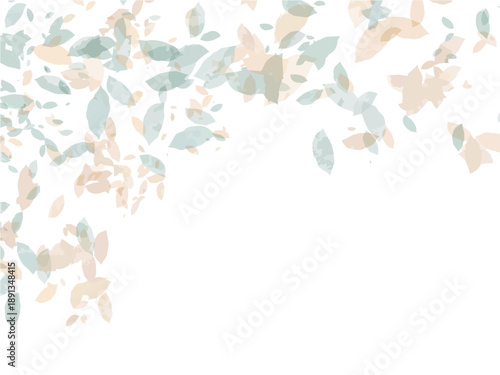 カラフルな花びら　葉っぱが散っている素材