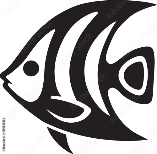Stylized Angelfish Silhouette Icon Representing Marine Life Tropical Aquarium Fish Species Underwater Nature Conservation and Sea Animal Graphic Design