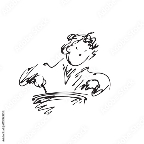 Continuous one-line drawing a chef decorating cupcakes. Kitchen activity concept. Single line drawing design graphic vector illustration