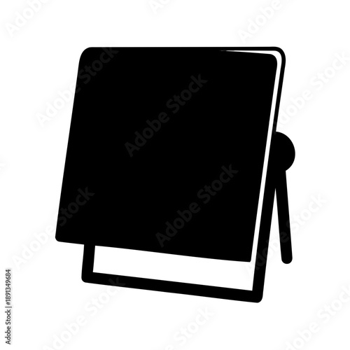 Black and White Icon of Easel with Blank Canvas or Display Surface