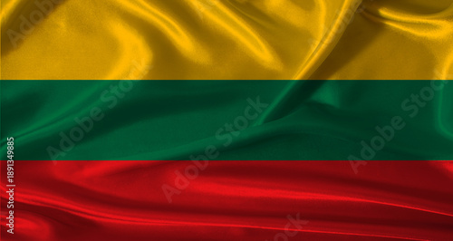Konstfotografi National flag of Lithuania with cloth texture