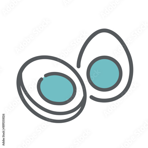 半分に切ったゆで卵のイラスト（タンパク質食材）