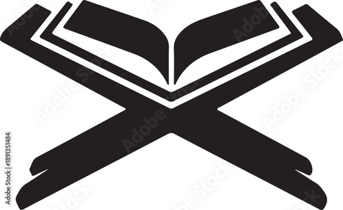 Open Book Icon with Crossed Arms Symbolizing Religion or Study