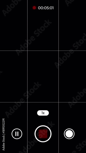 Vertical smartphone mobile camera recording screen overlay with alpha channel. 4k animation video