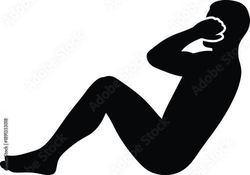 Person doing sit up exercise silhouette