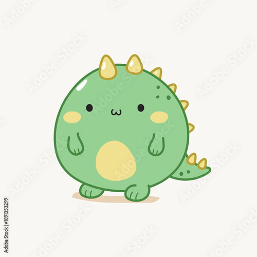 Cute Green Dinosaur Cartoon Character