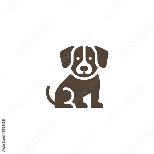 A cute brown dog sitting and looking forward in a minimal vector graphic design