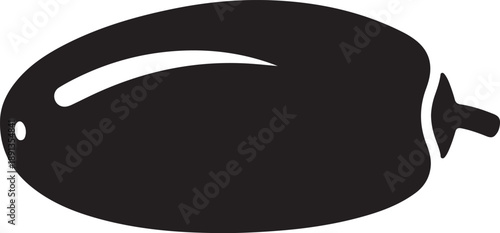 Silhouette of a single eggplant isolated on a transparent background suitable for design and web use