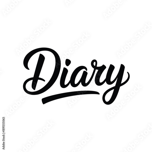 The word 'Diary' is displayed in elegant cursive lettering on a white background.