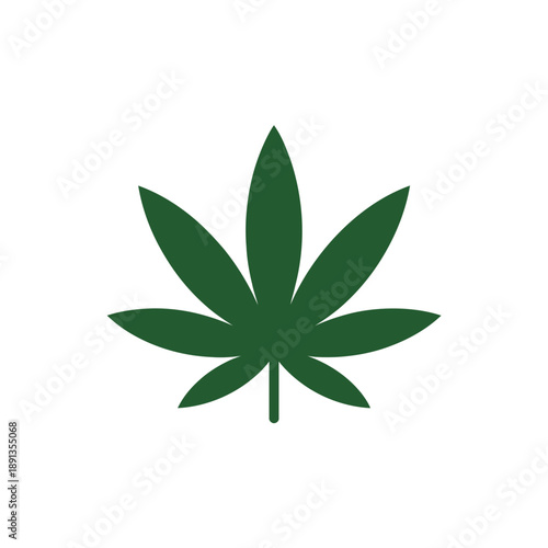 A green cannabis leaf icon in a minimalist flat design style