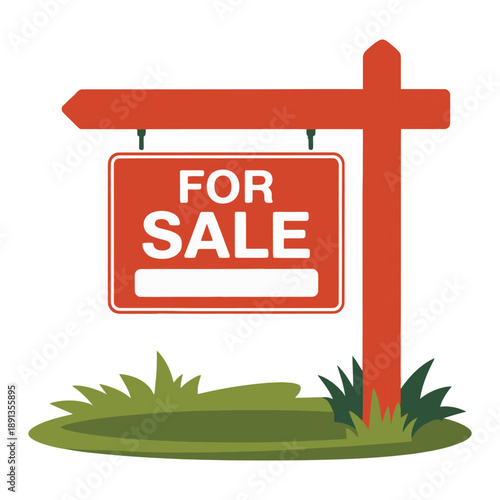 A "for sale" sign stands on the lawn in front of a property.