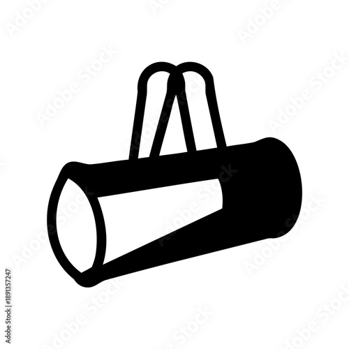 Stylized Silhouette of a Duffel Bag with Two Handles in Black