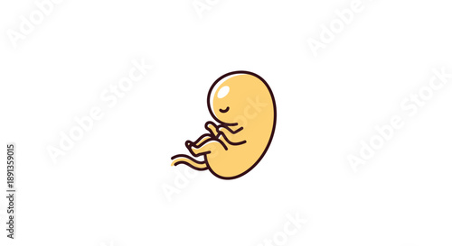 Simple stylized illustration of an embryo on a plain backdrop evoking innocence and life cycle