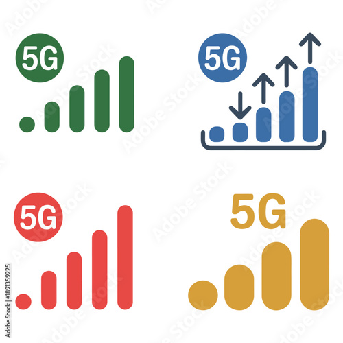 5g network signal icon set