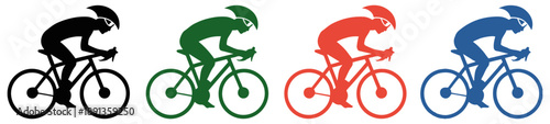 colorful cycling race icon set