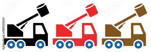 cartoon construction trucks lined up vector