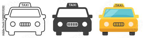 taxi service icons set for transport