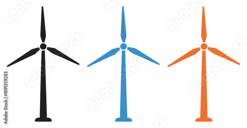 wind turbine energy icon set