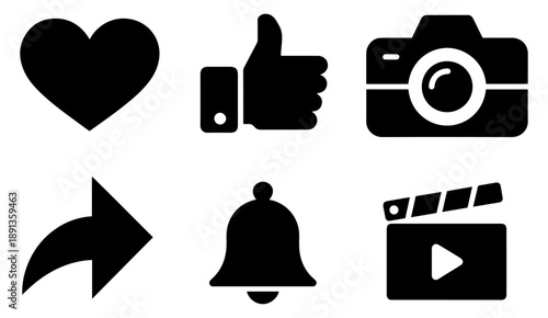 black white social media icon set