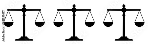 justice scale silhouette icon set