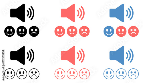 smiley speaker audio icon set