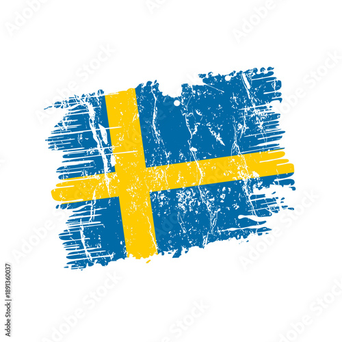 Sweden flag with grunge effect - vector illustration